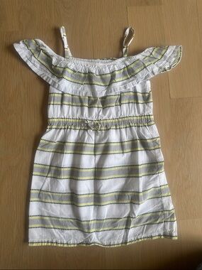 Girls' White & Yellow Stripe Off-Shoulder Sundress